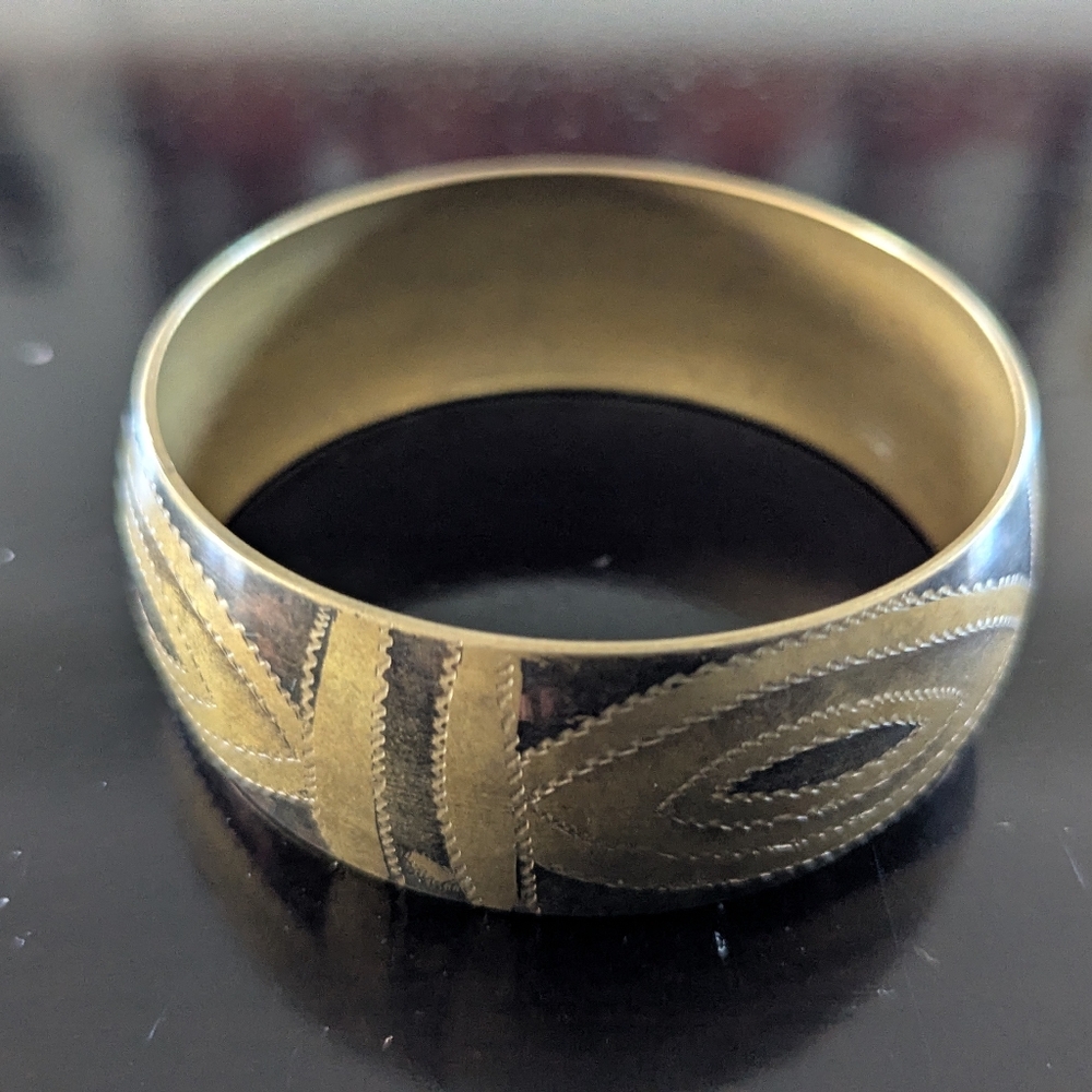 Vintage Mixed Metal Copper Brass Handmade Black Metal Bangle